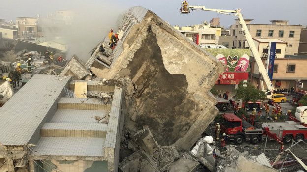BBC Gempa dengan kekuatan 6,4 pada skala Richter telah merubuhkan gedung-gedung dan menewaskan sedikitnya tiga orang di Kota Tainan 