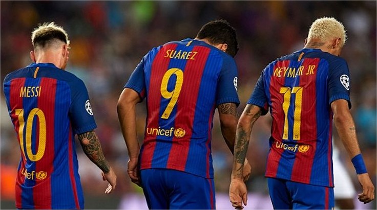 GN/Istimewa Tiga ujung tombak Barcelona Messi, Suarez, Neymar hanya bisa tertunduk setelah bermain seri di kandang sendiri.