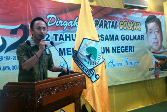 Global News/Masdawi Dahlan Bupati Syafii memberi sambutan pada Musda Golkar Pamekasan