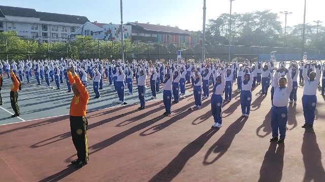 Suasana Latber di Stadion Jakabaring, Palembang.